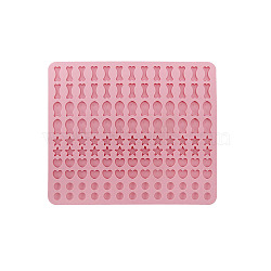 Mini Bone Fish Star DIY Food Grade Silicone Molds, Fondant Molds, Chocolate, Candy, UV Resin & Epoxy Resin Jewelry Making, Mixed Shapes, Pink, 272x233mm(PW-WG60670-01)