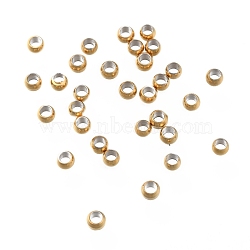 Ion Plating(IP) 304 Stainless Steel Spacer Beads, Round, Real 18K Gold Plated, 3x2mm, Hole: 1.6mm(X-STAS-L222-42A-G)