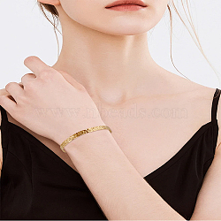 1Pc Textured Stainless Steel Open Cuff Bangle for Women, Golden, Inner Diameter: 2x2-1/4 inch(5x5.6cm)(BJEW-LP0003-36)