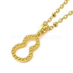 304 Stainless Steel Satellite Chain Pendant Necklaces, Real 18K Gold Plated, Gourd, 15.55~16.50 inch(39.5~41.9cm), pendant: 17x9.5mm(NJEW-Q347-02A)