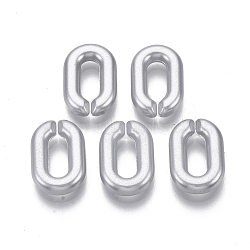 Spray Painted CCB Plastic Linking Rings, Quick Link Connectors, For Jewelry Cable Chains Making, Oval, Silver, 14x9.5x3mm, Inner Diameter: 3x8mm(CCB-R104-12A-03)