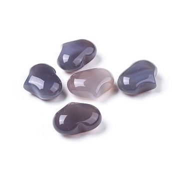 Natural Grey Agate Heart Love Stone, Pocket Palm Stone for Reiki Balancing, 20x25x11~13mm
