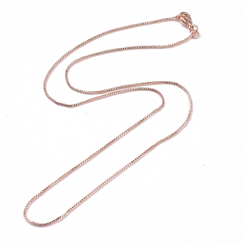 Brass Venetian Chain, Box Chain Necklaces, with Lobster Claw Clasps, Long-Lasting Plated, Rose Gold, 16.53 inch(42cm), 1mm
