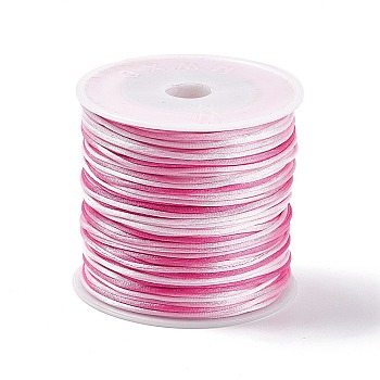 Segment Dyed Nylon Thread Cord, Rattail Satin Cord, for DIY Jewelry Making, Chinese Knot, Pearl Pink, 1mm