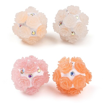 Acrylic Handmade Luminous Polymer Clay Rhinestone Beads, Flower, Mixed Color, 20~21mm, Hole: 2mm