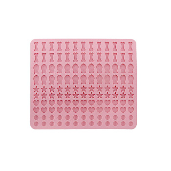 Mini Bone Fish Star DIY Food Grade Silicone Molds, Fondant Molds, Chocolate, Candy, UV Resin & Epoxy Resin Jewelry Making, Mixed Shapes, Pink, 272x233mm