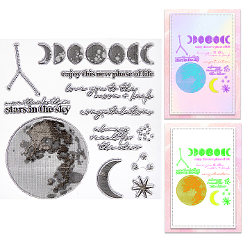 Clear Silicone Stamps, for DIY Scrapbooking, Photo Album Decorative, Cards Making, Moon, 139x139x3mm