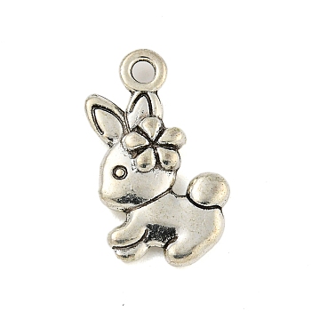 Tibetan style Alloy Pendants, Antique Silver, Rabbit, 18x10.5x2.8mm, Hole: 1.6mm