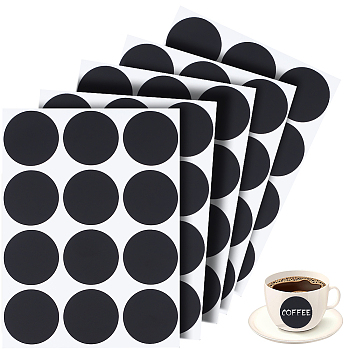 PVC Chalkboard Labels Blank Stickers, Waterproof Reusable Blackboard Stickers for Pantry Jar, Office and Home Kitchen, Round, 165x125x1mm, sticker: 37mm, about 12pcs/sheet