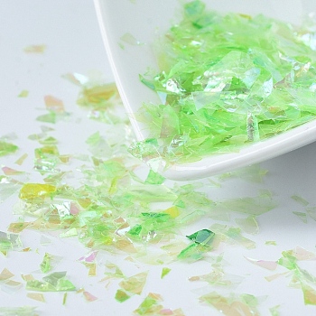 Plastic Candy Sequins/Paillette Chip, UV Resin Filler, for Epoxy Resin Jewelry Making, Lime, 2~20x2~16mm, about 20g/bag