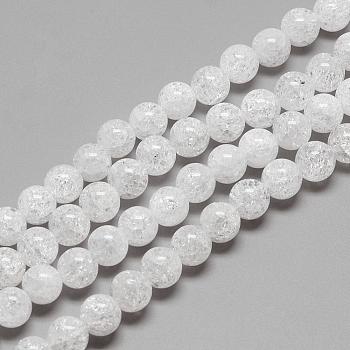 Natural Crackle Quartz Crystal Beads Strands, Round, 10mm, Hole: 1mm, about 39pcs/strand, 15.7 inch