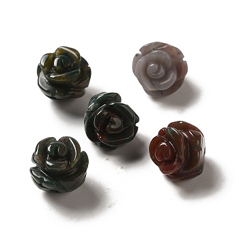 Natural Indian Agate Carved Flower Beads, Rose, 8.5~10x10x10.5mm, Hole: 1mm