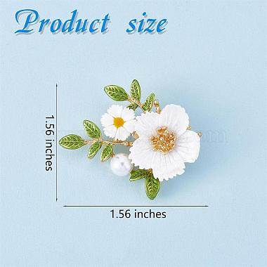 Daisy Flower Brooch Alloy Enamel Sunflower Brooch Pin White Shell Beads Brooches Badge Jewelry for Jackets Backpack Corsage Lapel Scarf Clothing Accessories(JBR103A)-2
