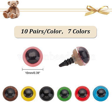 Elite 70 paires 7 couleurs artisanat yeux de poupée en plastique yeux de jouet en peluche(DIY-PH0017-86)-2