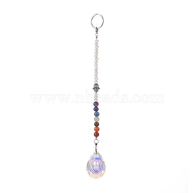Chakra Gemstone Beaded Dowsing Pendulum(PALLOY-JF02023)-2