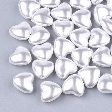 Creamy White Heart ABS Plastic Beads