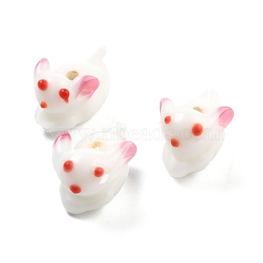 Snow Rabbit Lampwork Beads