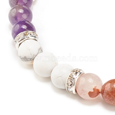 Bracelet de perles rondes en améthyste naturelle et pierres précieuses pour femme(BJEW-JB08336-03)-5