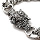 Men's Alloy Tiger Head Link Bracelet with Curb Chains(BJEW-A129-07AS)-2