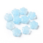 Opaque Acrylic Beads, Glitter Beads, Flower, Light Sky Blue, 14.5x15x6.5mm, Hole: 2mm, 496pcs/500g(OACR-E014-13G)