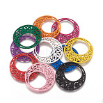 Wood Big Pendants, Flat Round, Dyed, Mixed Color, 44x2mm, Hole: 1.5mm(WOOD-P014-S)