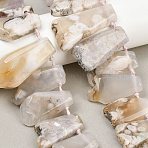 Natural Cherry Blossom Agate Beads Strands, Trapezoid, Top Drilled, 19~46x19~21x6.5~8.5mm, Hole: 1.6mm, about 21pcs/strand, 13.39~15.35''(39cm)(G-B187-B02-01)