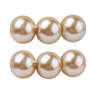 Eco-Friendly Grade A Glass Pearl Beads, Pearlized, Round, Navajo White, 6mm, Hole: 1.2~1.5mm, about 68pcs/Strand, 16''(40.64cm)(HY-J002-6mm-HX078)