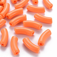 Opaque Acrylic Beads, Curved Tube, Coral, 36x13.5x11.5mm, Hole: 4mm(X-MACR-S372-001B-S025)