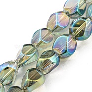Full Rainbow Plated Electroplate Transparent Glass Beads Strands, Faceted Polygon, Dark Sea Green, 7.5x6x6.8mm, Hole: 1mm, about 90pcs/strand, 26.85 inch(68.2cm)(EGLA-G037-04A-FR03)