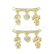 Rack Plating Brass Micro Pave Clear Cubic Zirconia Pendants, Long-Lasting Plated, Lead Free & Cadmium Free, Real 18K Gold Plated, 16.5x22.5x2.5mm, Hole: 1.2mm(KK-R157-12A-G)