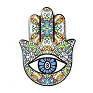 Hamsa Hand/Hand of Miriam with Evil Eye Pattern Porcelain Cup Mats, Anti-Slip Heat Resistant Cork Bottom Coasters, Light Cyan, 144x105x7.5mm(DJEW-H008-01B)