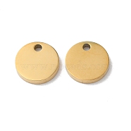 304 Stainless Steel Charms, Stamping Blank Tag, Flat Round Charm, Real 18K Gold Plated, 8x1.3mm, Hole: 1.2mm(STAS-Q308-09C-G)