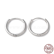 Anti-Tarnish Rhodium Plated 925 Sterling Silver Huggie Hoop Earrings, with S925 Stamp, Platinum, 17x18x2mm(STER-D016-03E-P)