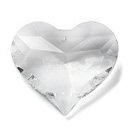Transparent Glass Pendants, Faceted, Heart Charms, for Chandelier Crystal Hanging Pendants, Clear, 36x39x15mm, Hole: 1.6mm(GLAA-R223-14B)
