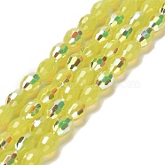 Baking Painted Glass Beads Strands, Imitation Opalite, Faceted, AB Color, Oval, Light Khaki, 4x6mm, Hole: 0.8mm, about 69pcs/strand, 16.54~16.73''(42~42.5cm)(DGLA-D001-02A)