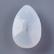Pendant Silicone Molds, Resin Casting Molds, For UV Resin, Epoxy Resin Jewelry Making, teardrop, Faceted, White, 54x34x10mm, 54x34x10mm, Hole: 5mm, Inner Size: 49x29mm(X-DIY-F023-10)