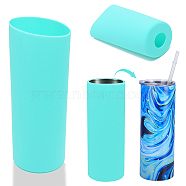 Silicone Cup Sleeve, Column, Cyan, 80x205mm, Hole: 31mm, Inner Diameter: 75mm(AJEW-WH0244-02B)