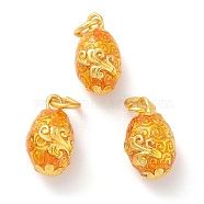 Alloy Enamel Charms, with Jump Ring, Golden, Oval Charm, Goldenrod, 14x9mm, Hole: 4mm(ENAM-A001-01A)