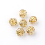 Plating Acrylic Beads, Golden Metal Enlaced, Pumpkin, Gold, 12mm, Hole: 3mm, about 620pcs/500g(MACR-Q001-06)