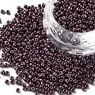 (Repacking Service Available) Glass Seed Beads, Opaque Colors Lustered, Round, Indian Red, 6/0, 4mm, Hole: 1mm, about 12g/bag(SEED-C021-4mm-126)