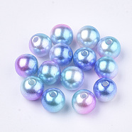 Rainbow ABS Plastic Imitation Pearl Beads, Gradient Mermaid Pearl Beads, Round, Deep Sky Blue, 4x3.5mm, Hole: 1.2mm, about 18000pcs/500g(OACR-Q174-4mm-02)