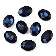 Pointed Back Glass Rhinestone Cabochons, Back Plated, Faceted, Oval, Montana, 10x8x4mm(RGLA-T080-8x10mm-13)