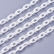 ABS Plastic Cable Chains, Oval, White, 13.5~14x8x2mm, 14.9 inch~15.35 inch(38~39cm)/strand(X-KY-E007-02J)