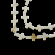 Cross Natural Sea Shell Beads Strands, 16~17x11~12x2.5mm, Hole: 0.5mm, about 23pcs/strand, 14.9 inch(SSHEL-F290-17)