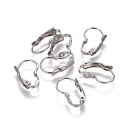 304 Stainless Steel Leverback Earrings Findings, Stainless Steel Color, 16x10x3.5mm, Pin: 0.9mm(STAS-P239-20P)