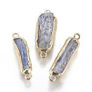 Natural Kyanite/Cyanite/Disthene Pendants, with Golden Tone Brass Findings, Nuggets, 40~55x9.5~15.5x4.5~11mm, Hole: 2.8mm(G-L509-50G)