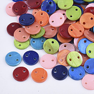 Spray Paint Freshwater Shell Links connectors, Flat Round, Mixed Color, 10x2mm, Hole: 1.4mm(SHEL-S276-27)