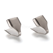 304 Stainless Steel Folding Crimp Ends, Fold Over Crimp Cord Ends, Stainless Steel Color, 8.5x7x2.5mm, Hole: 5x2mm(X-STAS-G122-09P-C03)