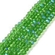 Electroplate Glass Beads Strands, Half Rainbow Plated, Faceted, Rondelle, Medium Sea Green, 3.5x3mm, Hole: 0.4mm, about 123~127pcs/strand, 13.7~14.1 inch(35~36cm)(EGLA-A034-T3mm-L08)