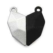 Spray Painted Alloy Magnetic Clasps, Faceted Heart, Black, WhiteSmoke, 19.5x17.5x5.5mm, Hole: 1.5mm(PALLOY-Q461-04)